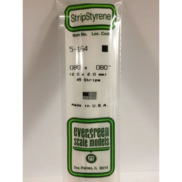 Evergreen [5-164] 14 Strip .080 x .080 (45 per pack)