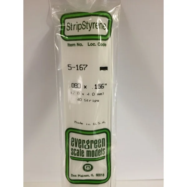 Evergreen [5-167] 14 Strip .080 x .156 (40 per pack)