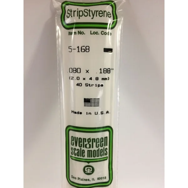 Evergreen [5-168] 14 Strip .080 x .188 (40 per pack)