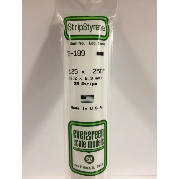 Evergreen [5-189] 14 Strip .125 x .250 (25 per pack)