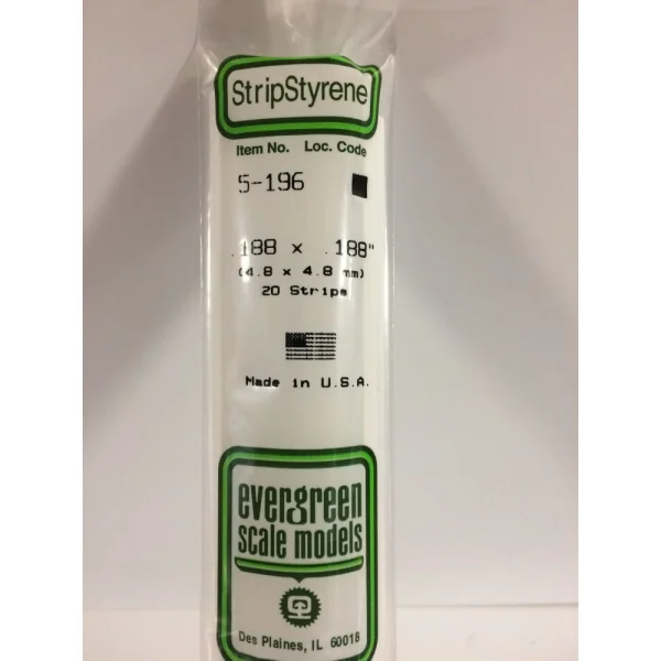 Evergreen [5-196] 14 Strip .188 x .188 (20 per pack)