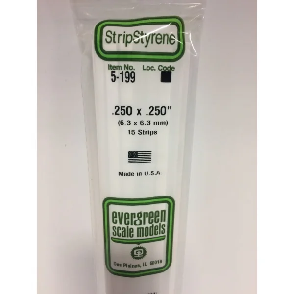 Evergreen [5-199] 14 Strip .250 x .250 (15 per pack)