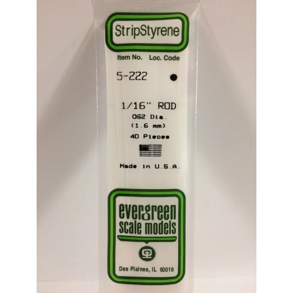 Evergreen [5-222] 14 Rod .062 (1:16) (40 per pack)