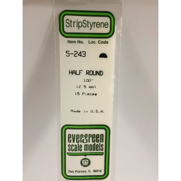 Evergreen [5-243] 14 Half Round Strip .100 (15 per pack)