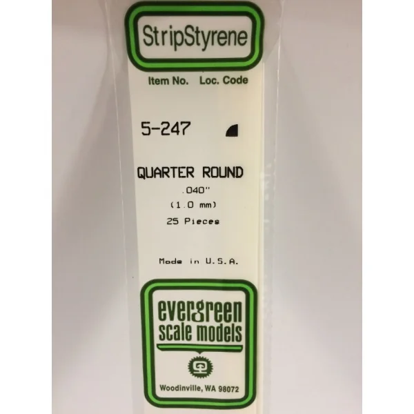Evergreen [5-247] 14 Quarter Round Strip .040 (25 per pack)