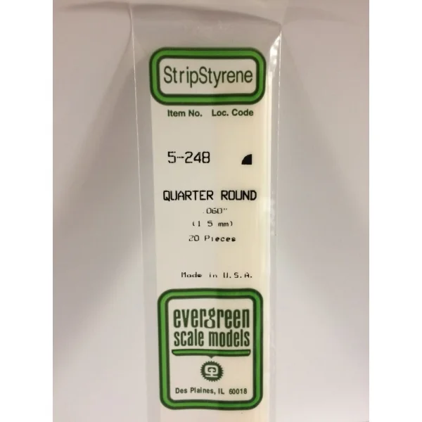 Evergreen [5-248] 14 Quarter Round Strip .060 (20 per pack)