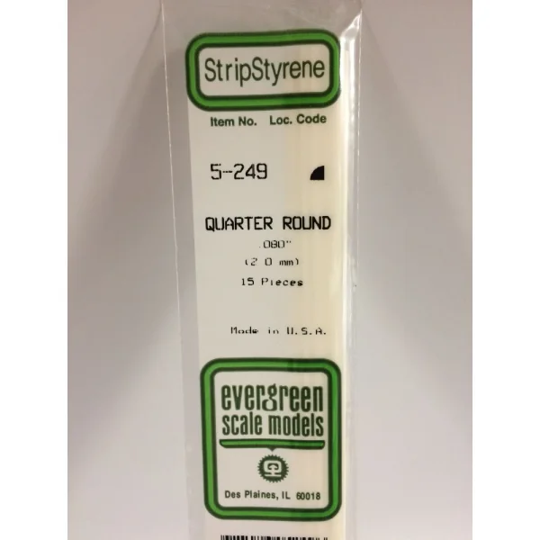 Evergreen [5-249] 14 Quarter Round Strip .080 (5 per pack)