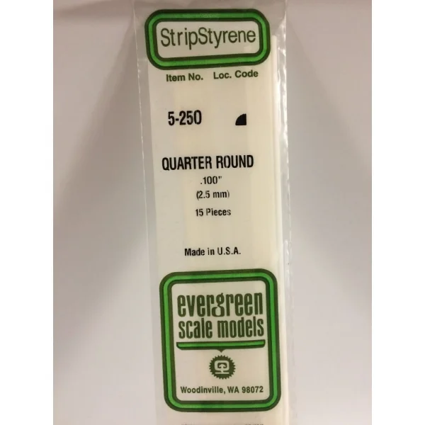 Evergreen [5-250] 14 Quarter Round Strip .100 (5 per pack)