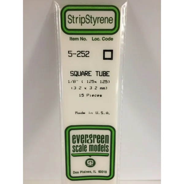 Evergreen [5-252] 14 Square Tube .125 (1:8) (15 per pack)
