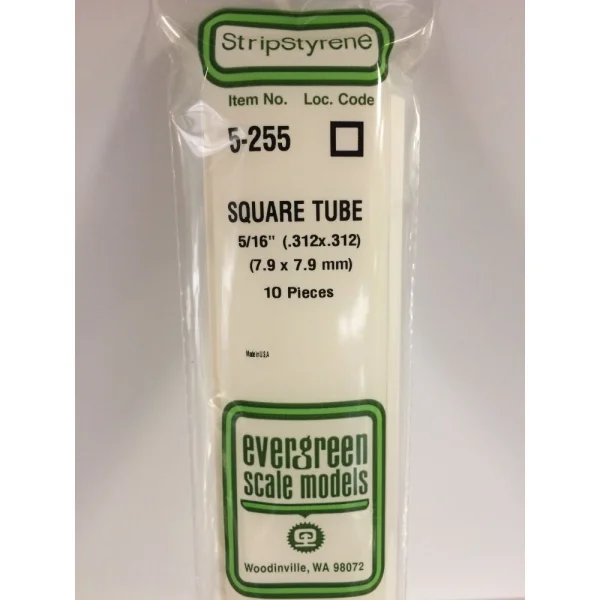 Evergreen [5-255] 14 Square Tube .312 (5/16) (10 per pack)
