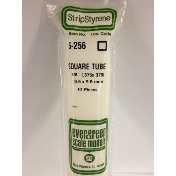 Evergreen [5-256] 14 Square Tube .375 (3/8) (10 per pack)