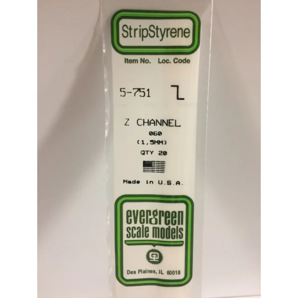 Evergreen [5-751] 14 Z-Channel .060 (20 per pack)