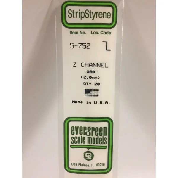 Evergreen [5-752] 14 Z-Channel .080 (20 per pack)