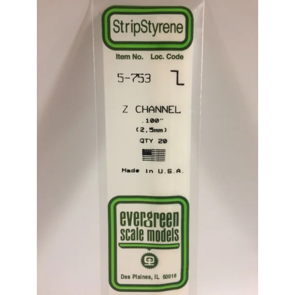 Evergreen [5-753] 14 Z-Channel .100 (20 per pack)