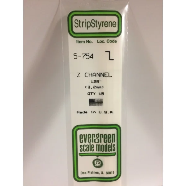 Evergreen [5-754] 14 Z-Channel .125 (15 per pack) &mdash; image 4 of 5