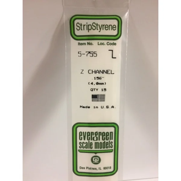Evergreen [5-755] 14 Z-Channel .156 (15 per pack)