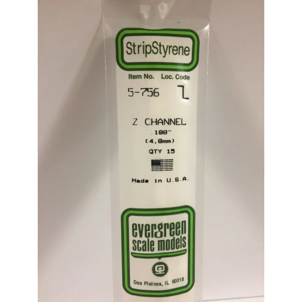 Evergreen [5-756] 14 Z-Channel .180 (15 per pack)