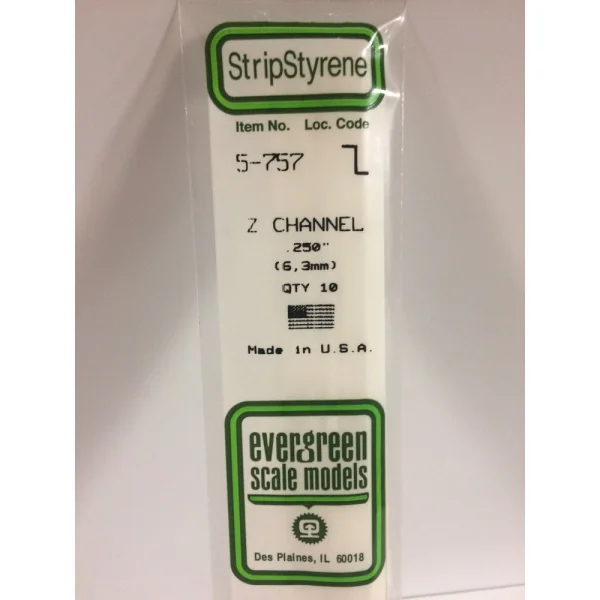 Evergreen [5-757] 14 Z-Channel .250 (10 per pack)