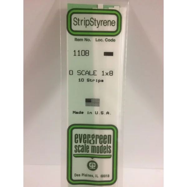 Evergreen [1108] 14 O-Scale Strip (1 x 8) .020 x .160 (10 per pack) &mdash; image 3 of 5