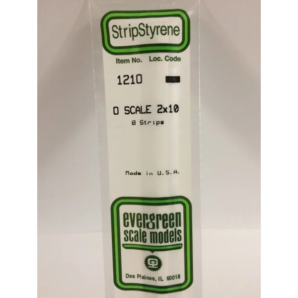 Evergreen [6-1210] 14 O-Scale Strip (2 x 10) .040 x .200 (100 per pack)