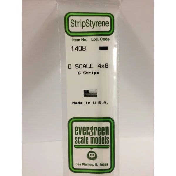 Evergreen [6-1408] 14 O-Scale Strip (4 x 8) .080 x .160 (100 per pack) &mdash; image 3 of 5