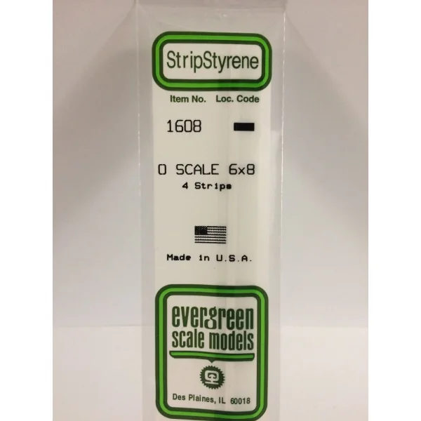 Evergreen [1608] 14 O-Scale Strip (6 x 8) .120 x .160 (4 per pack) &mdash; image 3 of 5