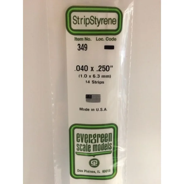 Evergreen [349] 24 Strip .040 x .250 (14 per pack)