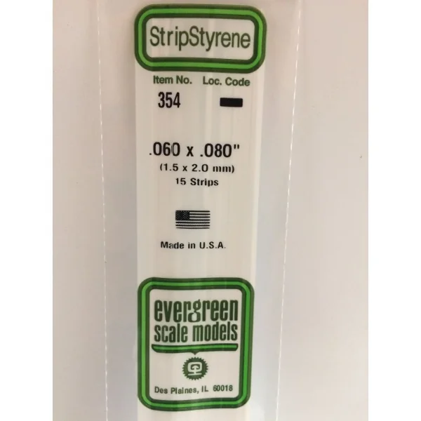 Evergreen [354] 24 Strip .060 x .080 (15 per pack)