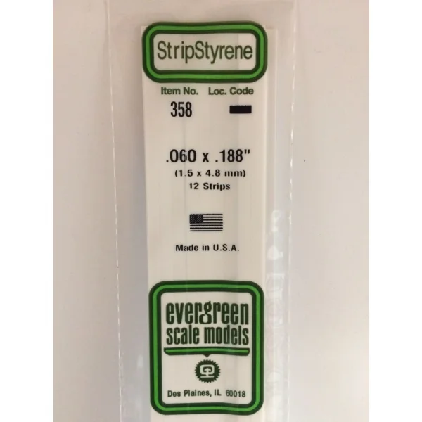 Evergreen [6-358] 24 Strip .060 x .188 (50 per pack)