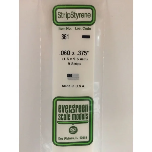 Evergreen [361] 24 Strip .060 x .375 (9 per pack)