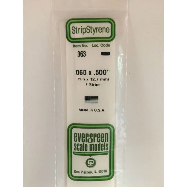 Evergreen [6-363] 24 Strip .060 x .500 (50 per pack)