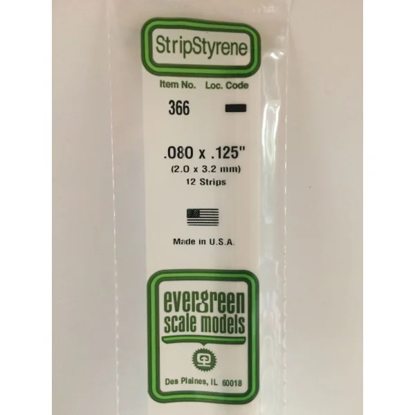 Evergreen [366] 24 Strip .080 x .125 (12 per pack)
