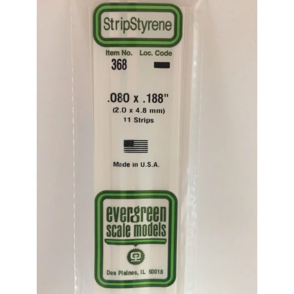 Evergreen [368] 24 Strip .080 x .188 (11 per pack)