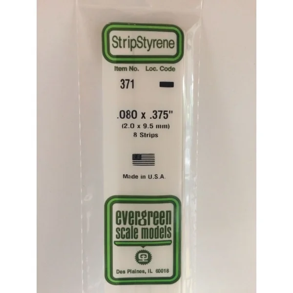 Evergreen [371] 24 Strip .080 x .375 (8 per pack)