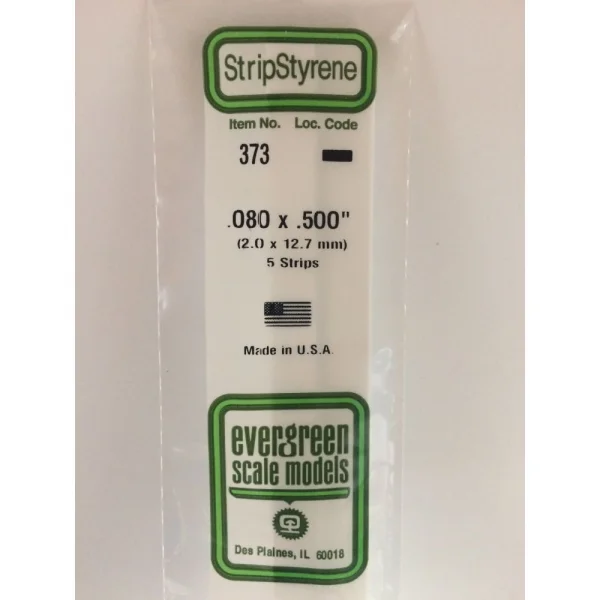 Evergreen [373] 24 Strip .080 x .500 (5 per pack)