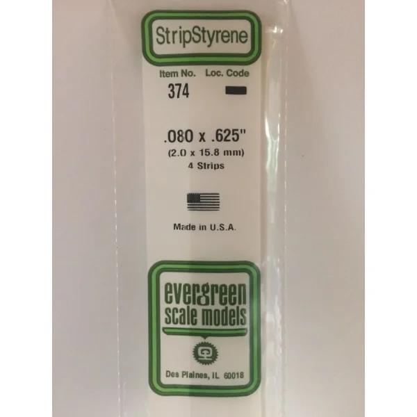 Evergreen [6-374] 24 Strip .080 x .625 (50 per pack)