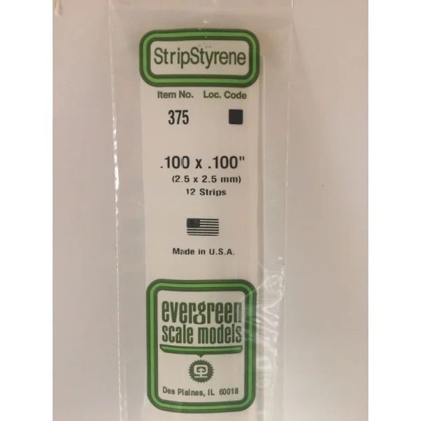 Evergreen [6-375] 24 Strip .100 x .100 (50 per pack)