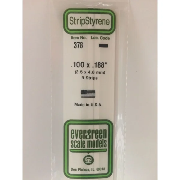 Evergreen [378] 24 Strip .100 x .188 (9 per pack)