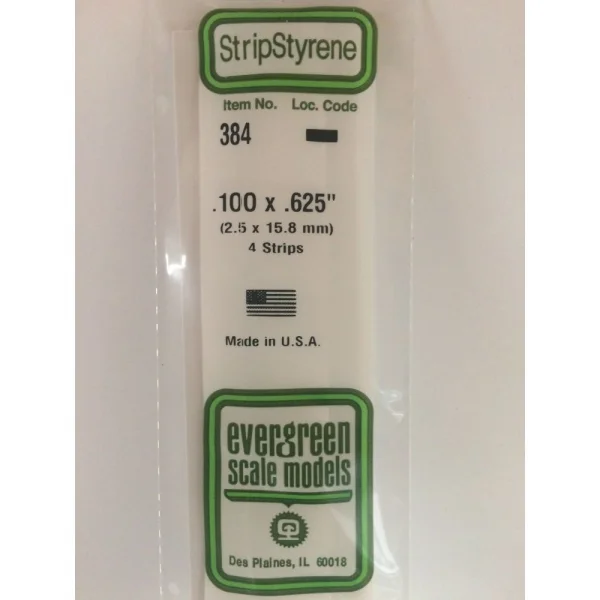 Evergreen [6-384] 24 Strip .100 x .625 (50 per pack)
