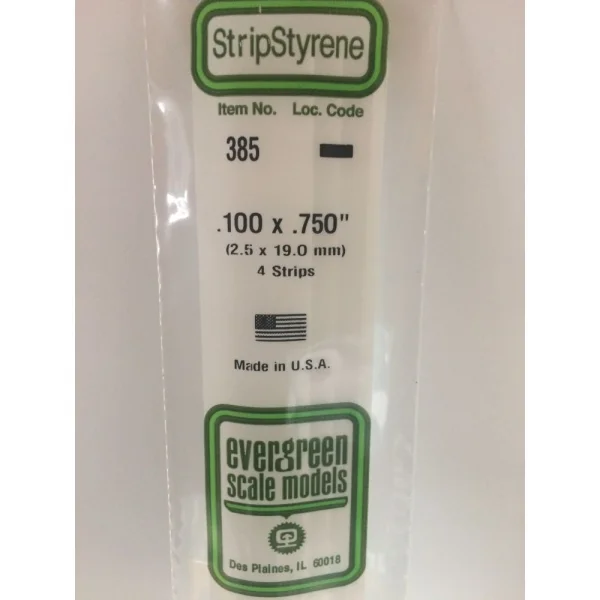 Evergreen [385] 24 Strip .100 x .750 (4 per pack)