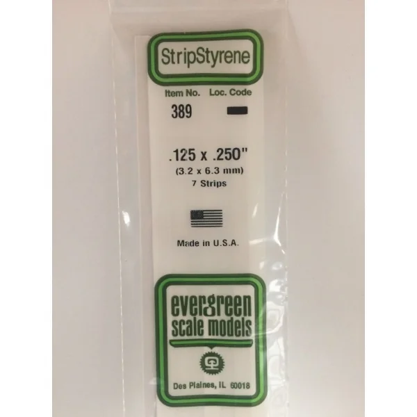 Evergreen [6-389] 24 Strip .125 x .250 (50 per pack) ** CLEARANCE **