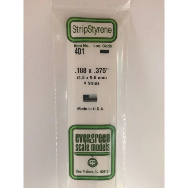 Evergreen [401] 24 Strip .188 x .375 (4 per pack)