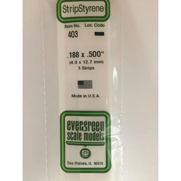 Evergreen [403] 24 Strip .188 x .500 (3 per pack)