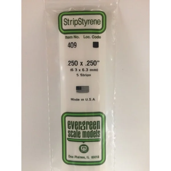Evergreen [409] 24 Strip .250 x .250 (5 per pack)