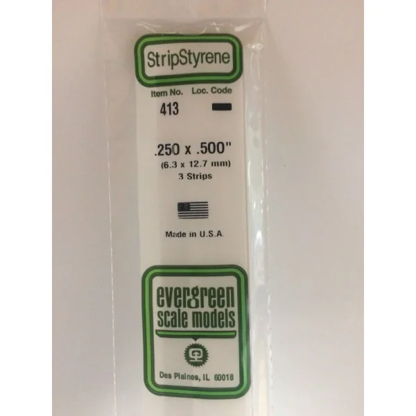 Evergreen [413] 24 Strip .250 x .500 (3 per pack)