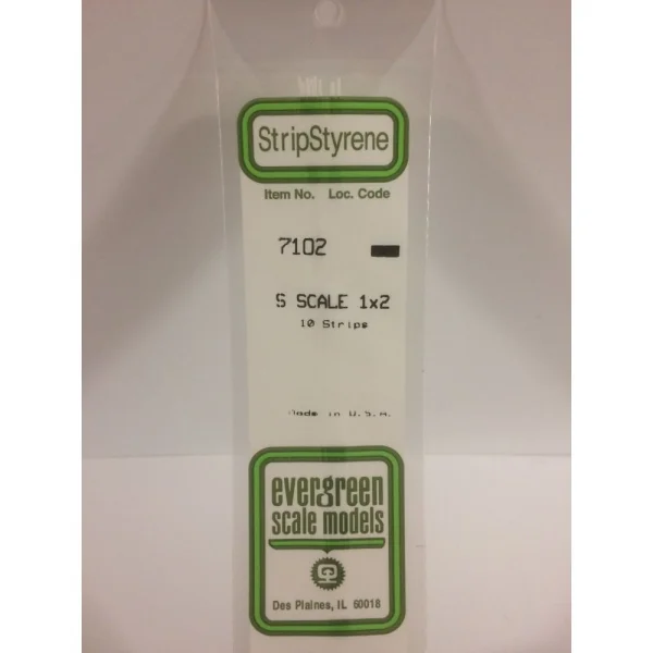 Evergreen [7102] 14 S-Scale Strip (1 x 2) .015 x .031 (10 per pack) &mdash; image 3 of 5
