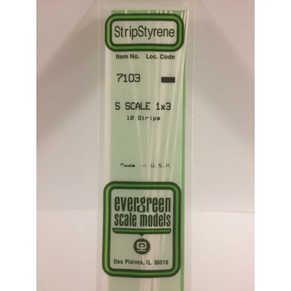 Evergreen [7103] 14 S-Scale Strip (1 x 3) .015 x .047 (10 per pack) &mdash; image 3 of 5