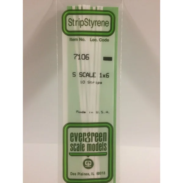 Evergreen [7106] 14 S-Scale Strip (1 x 6) .015 x .093 (10 per pack) &mdash; image 3 of 5