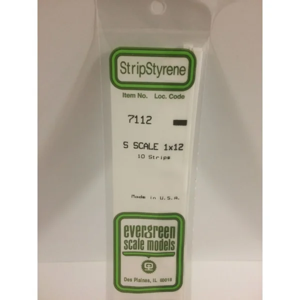 Evergreen [7112] 14 S-Scale Strip (1 x 12) .015 x .188 (10 per pack) &mdash; image 3 of 5