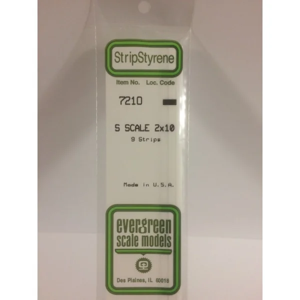 Evergreen [6-7210] 14 S-Scale Strip (2 x 10) .030 X .156 (100 per pack)